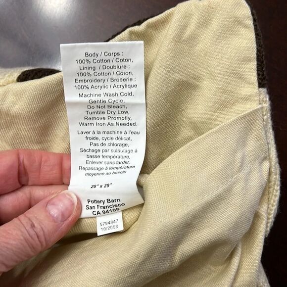 Pottery Barn Brown and Cream Pillow Cover 20 x 20 - Picture 12 of 13